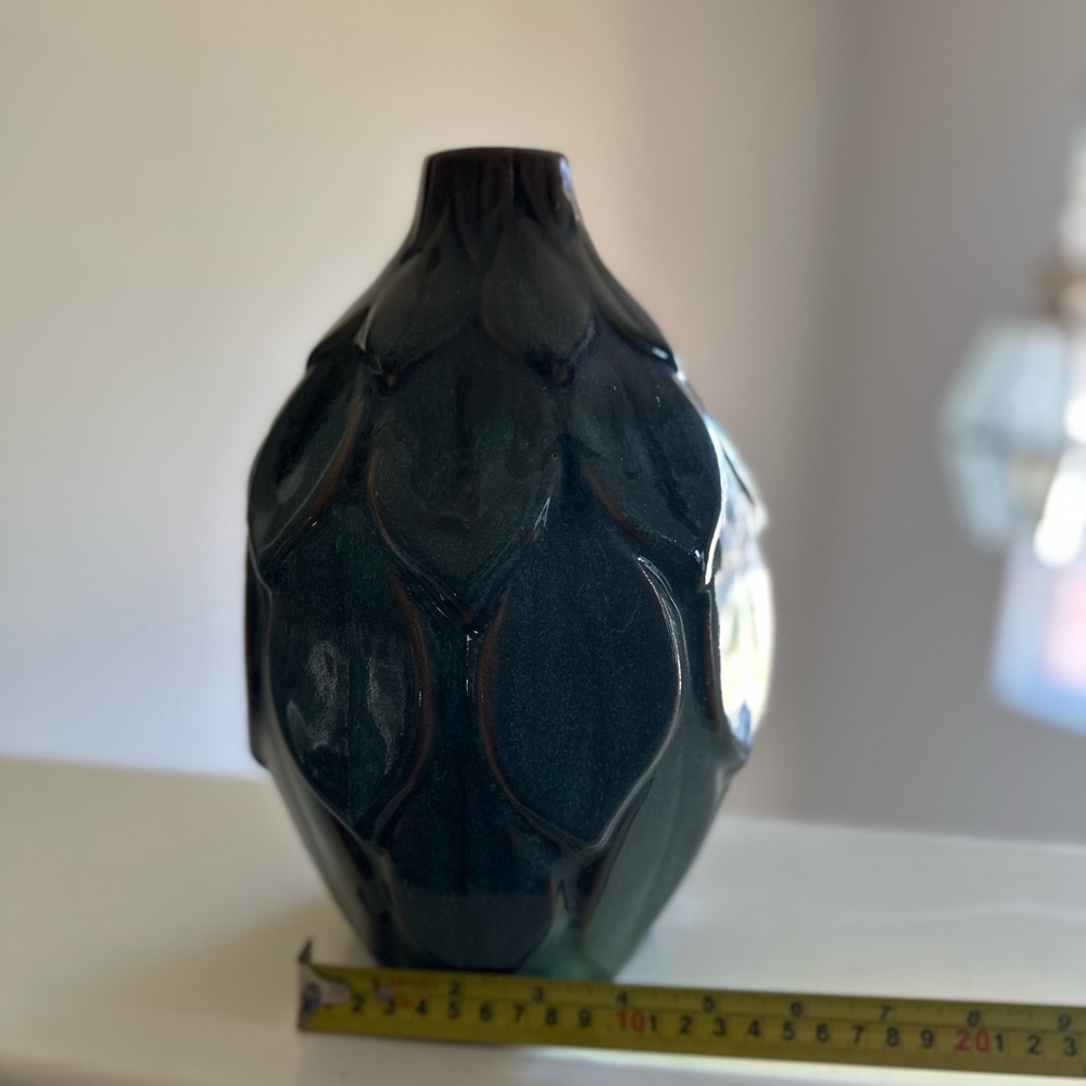 Elegant Dark Teal Green Ceramic Vase
